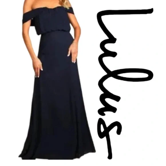 Lulus | Dresses | Lulus Enduring Love Navy Blue Offtheshoulder Maxi Formal  Dress Womens Size L | Poshmark